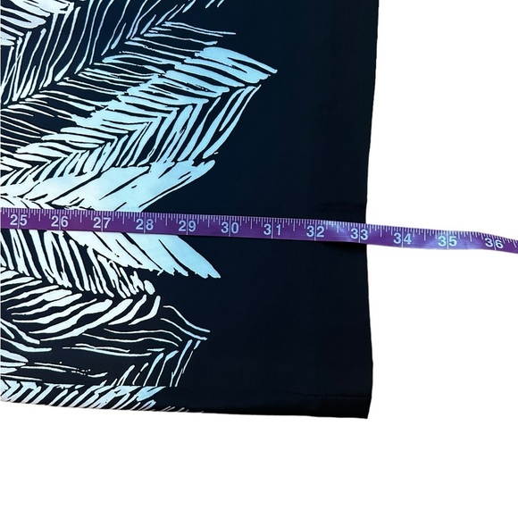 Club Monaco squelah palm leaves Floral Black White Silk Short Sleeve Dress Sz 0 - Picture 3 of 8